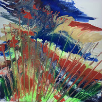 ERUPTION - 80x80 cm, Mischtechnik auf Leinwand