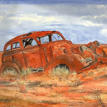 OUTBACK TRASH - 60x90cm, Pigmente und Acryl auf Leinwand