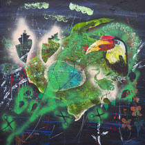 HORNVOGEL - 100x100cm, Mischtechnik auf Leinwand