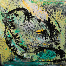 SPARROW  -  80x80 cm, Pigmente und Acryl auf Leinwand