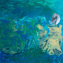 NAUTILUS - 80x80cm, Pigmente und Acryl auf Leinwand