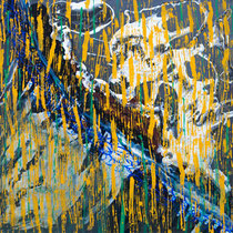 MYTHISCHES ISLAND  -  80x80 cm, Pigmente und Acryl auf Leinwand