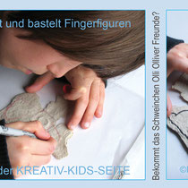 Kinder basteln Fingerfiguren aus Eierkarton