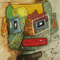 "Ma gueule cassée"  sur papier aquarelle (300g grain  fin sur format 29,7x21 cm) -  Malagarty