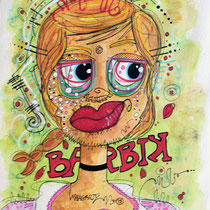 "Barbik"  sur papier aquarelle (300g grain fin sur format 24x32 cm) - Malagarty
