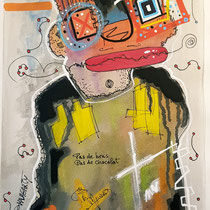 "Pas de bras, pas de chocolat"  sur papier aquarelle (300g grain  fin sur format 31x41 cm) - Malagarty