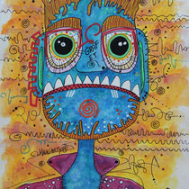 "Graf E.T."  sur papier aquarelle (300g grain fin sur format 24x32 cm) - Malagarty