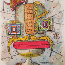 "Le Gaulois"  sur papier aquarelle (300g grain fin sur format 24x32 cm) - Série Totem Malagarty