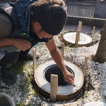 防草シートと排水桝の周りから出てくる雑草を塞ぐご相談でした。
