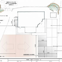 提案資料。エントランスの景観UPと、駐車場の増設、広いお庭の水はけ問題、それから自転車置場兼用休息スペースの4つをご依頼頂きました。