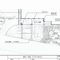 初回プランの平面図、建物の風合いにあう自然な素材を生かした外構です。