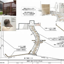 とても広い敷地、アプローチと外周ブロック＋フェンスに予算を割り振り、メインの駐車場や植栽などは次期工事としてご提案しました。