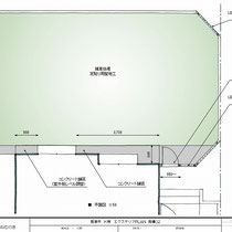 提案資料、雑草管理がしにくい建物際をコンクリートで仕上げました。