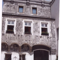 Slavonice : maison décorée de sgraffites