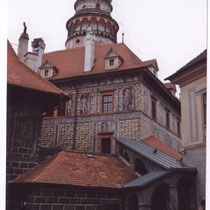 Le château de Cesky Krumlov : murs peints en trompe-l'oeil