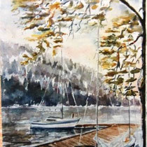 730- Le lac de Gérardmer, aquarelle 50 x 70