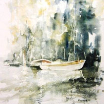 731- Le lac de Gérardmer, aquarelle 50 x 70