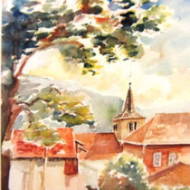* 248-  Le village de Lièzey, aquarelle 40x50  
