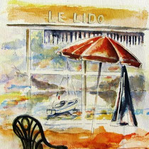 * 677- Le Lido, chaises parasols, 1995 ,40 x 50 , Arches 350gr