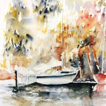 732- Le lac de Gérardmer, aquarelle 50 x 70