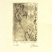 * 1063-Gravure,estampe nu :  Le repos du modèle