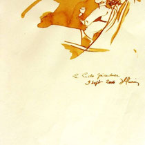 * 691- Dessin lavis réalisé autour du lac de Gérardmer en situation, à la teinture merisier ,sur papier Lana 140 gr