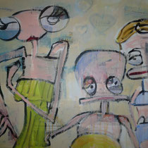 Schluss mit dem Muss - Collage, Acryl auf Leinwand - 140 x 110 - 1.250 €