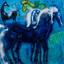Crazy Greek Horses meets grafiti 2012 Oil on canvas 100x100cm