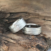 Trauringe Palladium mit Schieferstruktur