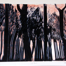 Le vent - Linogravure