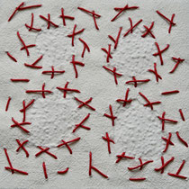 15 x 15 cm | Sticktechnik auf Papier, gewachstes Baumwollgarn