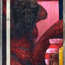 Angelo Petrucci, Senza titolo, 2011, olio e legno su tela, 140x93 cm