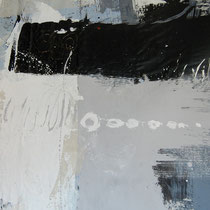 Kay Pasero, Matter & Soul III, acrilico, sabbia, bitume su lino grezzo, 200x140 cm