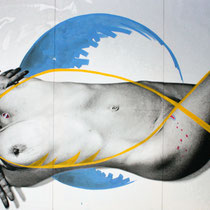 Milena Pedrollo, Il pesce (trittico), 2010, stampa digitale su tela e smalto all'acqua, 180x110 cm