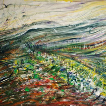 Sonia Zaffoni, Vento nei campi, 2005, acrilico su tavola, 80x70,5 cm