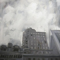 Lorenzo Curioni, Strutture urbane III, 2012, olio su tela, 75x85 cm