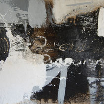 Kay Pasero, Matter & Soul I, acrilico, sabbia, bitume su lino grezzo, 220x135 cm