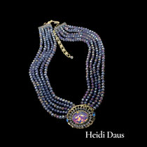 Vintage Heidi Daus five strand Crystal Beads Necklace - Gorgeous light,  shades by Aurora Borealis--Art.609/7 -