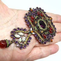 Vintage rare HEIDI DAUS for Jim WALTERS signed dangle brooch w/multi color crystals bronze rubbed metal - art.236/6 -SOLD OUT