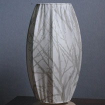 Lampe de chevet, tissu cousu main, lin et soie.