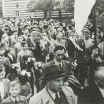 Feestelijke intocht van Minor, na het behalen van het kampioenschap in 1952