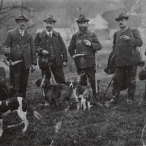 v.l.n.r.: Broger Johann, Steuble Emil, Klarer Jakob, Rusch J. B., Sutter Wilhelm (Förster), Fritsche Jos. (Gerbe)