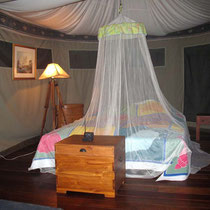 Ma chambre sous une tente de safari.