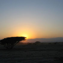 Coucher de soleil pendant le retour