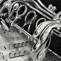 Poorva Parnaik, "Clarinet", pencil on paper.