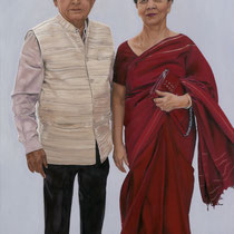 Nidhi Malhotra, "Handsome Couple", oil on canvas.