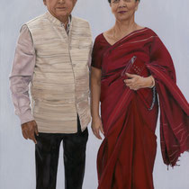Nidhi Malhotra, "Handsome Couple", oil on canvas.