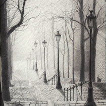 Tanya Friedman, "Stairs", 8"x 10", pencil on paper.