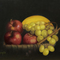Tanya Friedman, "still Life with Fruits", oil on canvas.
