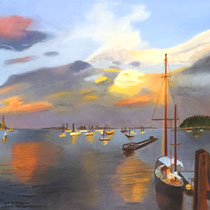 Daniel Meyer, "Stormy Sunset", 16"x 20", oil on board.